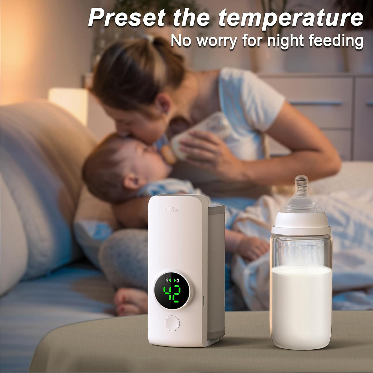 Portable Bottle Warmer with Display for Travel, 6000mAh Battery-Powered